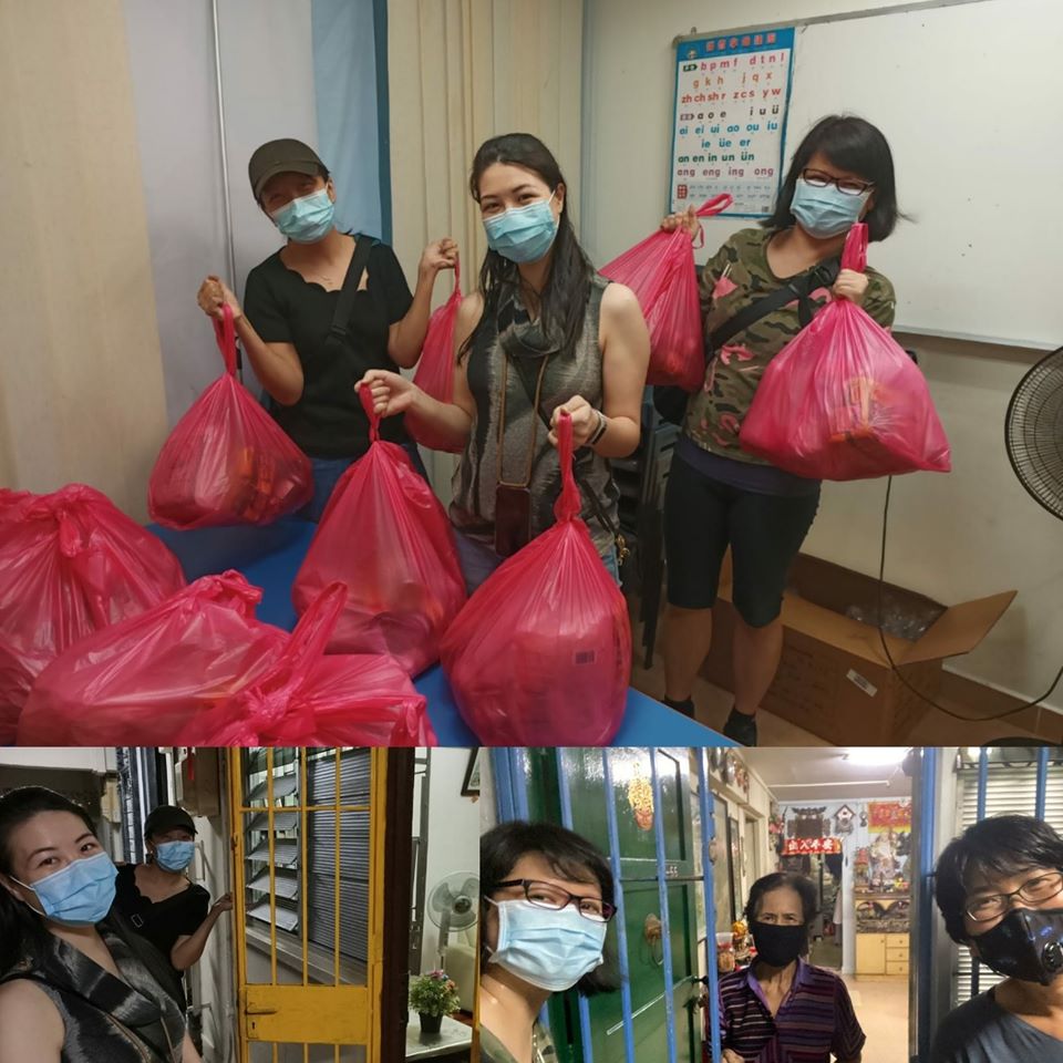 Volunteers distributing groceries to the elderly in the MacPherson area after The Love-Aid Project was granted a time-limited exemption from the Circuit Breaker measures. Photo from The Love-Aid Project's Facebook page.