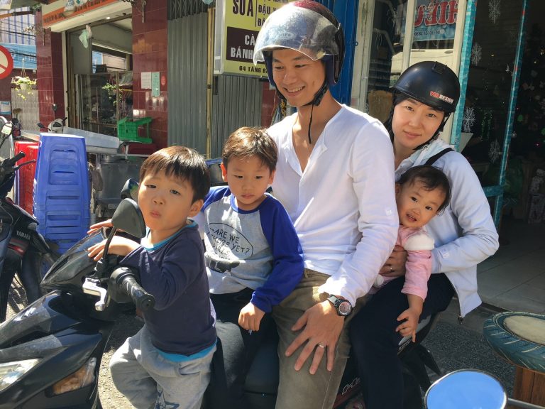 Alex with his wife Channy and children on holiday Photo by Alex Tee