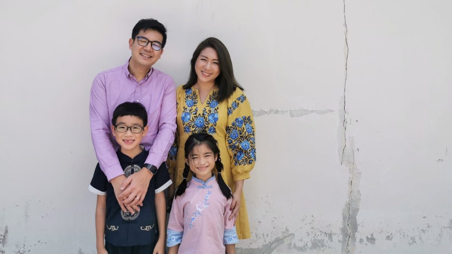 The Foongs – Elvin and Esther with their children Nathan and Phoebe – bring Christ into their Chinese New Year celebrations by giving out angbaos with blessings from the Bible and putting up decorations that speak of God’s love. Photo courtesy of the Foongs.