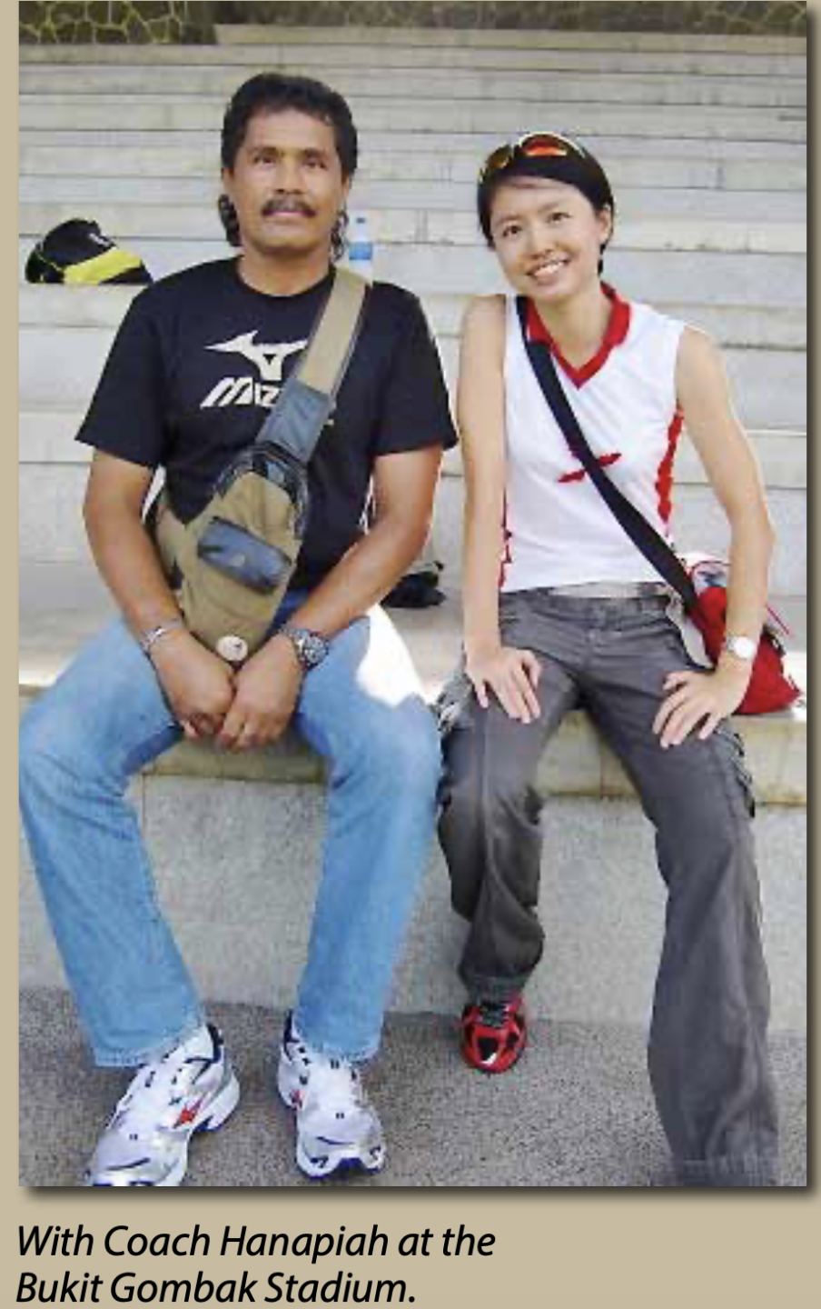 26-year-old Eileen with the coach from Malaysia who encouraged her to compete again 