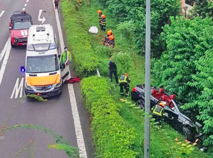 Scene of the car accident along the Central Expressway on June 6, 2020